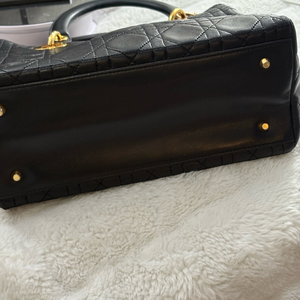 Lady Dior Medium Black Quilted Satchel with Gold Accents - Picture 9 of 16